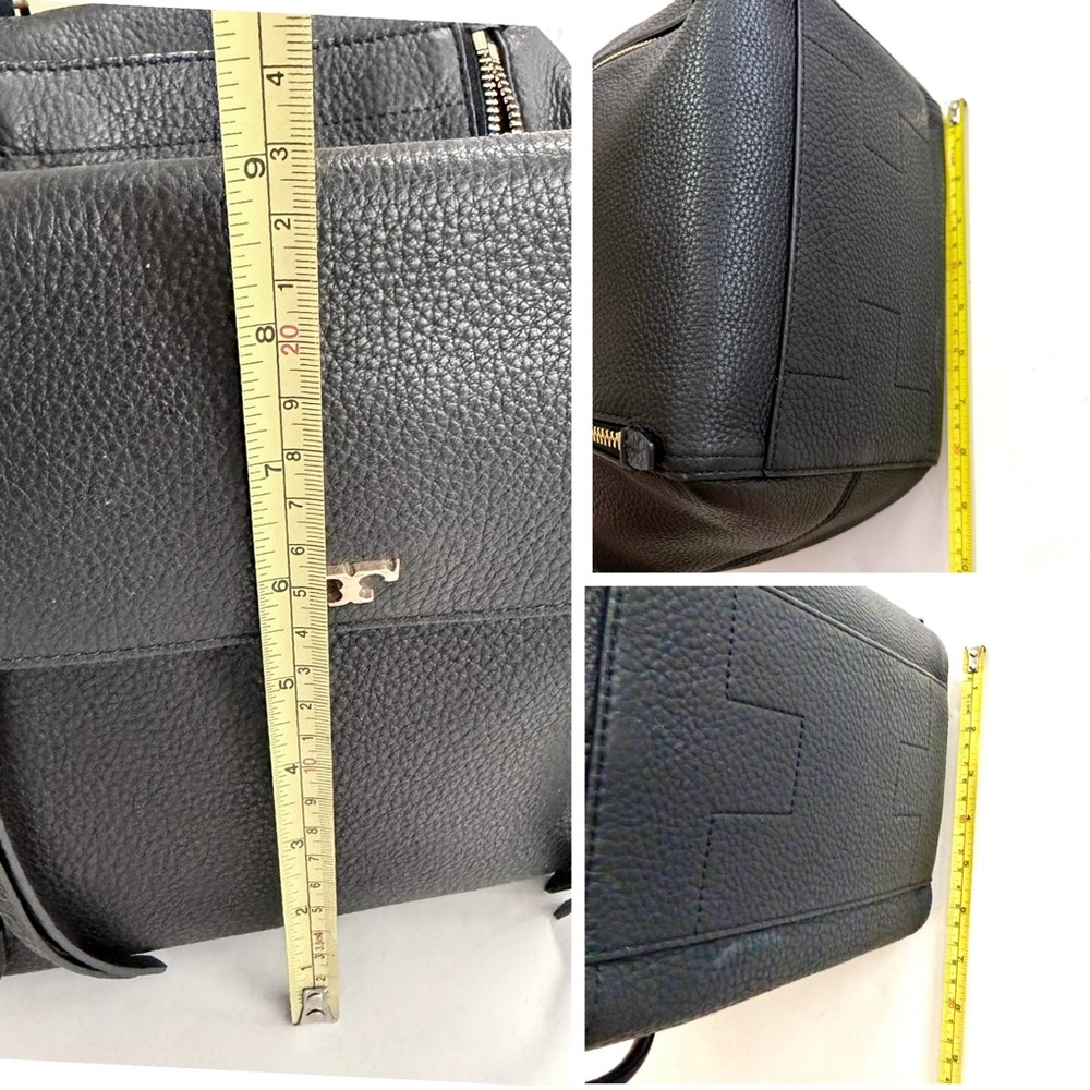 Tory Burch Black Half Moon Pebbled Leather Sachel Bag Gold Hardware Crossbody - Picture 13 of 16